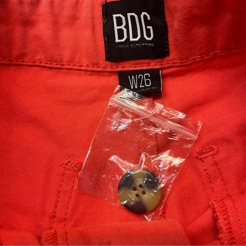 NWOT Urban Outfitters BDG High Waisted Button Fly Coral Orange Cotton Shorts-26 - Picture 5 of 9